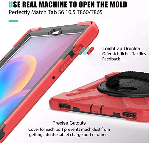 Slučaj DTECK za Galaxy Tab S6 Tablet, SM -T860 futrola - Teška zaštitna zaštita od šoka Strogovi poklopac s rotirajućim kockama/remenom/držač