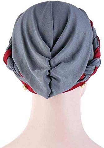 Lysldh dvobojna pletenica s perlicama hidžab kape proljetne i jesenske muslimanske omote turban kape moda pamučni unutarnji hidžabs