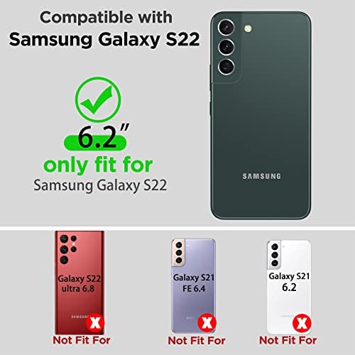OneAgle [3 u 1 za slučaj Samsung Galaxy S22 [nije za S22+], Galaxy S22 5G futrola s [360 ° ROTATABLE RINGSTAND RING] [zaštitnici objektiva]