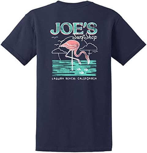 Joes Surf Shop Flamingo logotip kratkih rukava u teškom majicu u Reg, Veliki i visoki