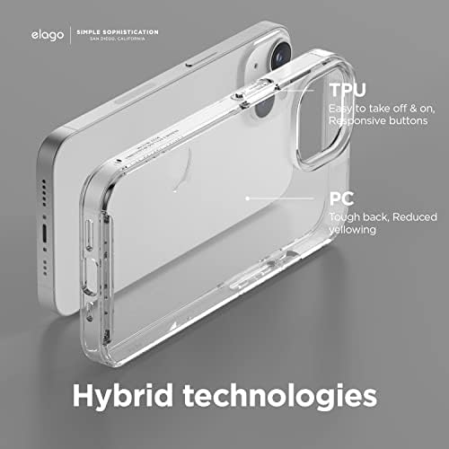 Elago Hybrid Clear Case kompatibilan s iPhone 14 Plus- 6,7 inča, zaštita od pada vojne klase, PC + TPU hibridna tehnologija, smanjeno