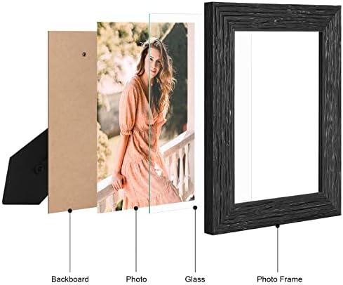 SNZIMTTY 5X7 Okviri za slike Rustikalni set od 4, Ograničena drvena seoska kuća, 5x7 okvir za fotografije s staklom visoke razlučivosti