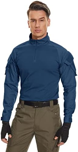Muške taktičke košulje u vojnom stilu, 1/4 majica s dugim rukavima s patentnim zatvaračem i džepovima