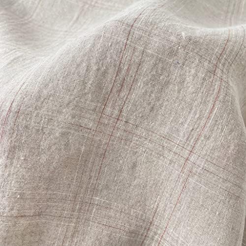 Lanena obojena karirana tkanina s razmacima 7347 prirodna