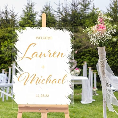 Personalizirani znak dobrodošlice za vjenčanje Bijeli i zlatni moderni akrilni vjenčani znak luksuzni znak za svadbenu zabavu PARTY
