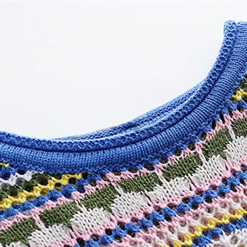 Ženski modni džemperi 2022 džemper s duginim prugastim puloverom okrugli vrat s pletenom haljinom s dugim rukavima