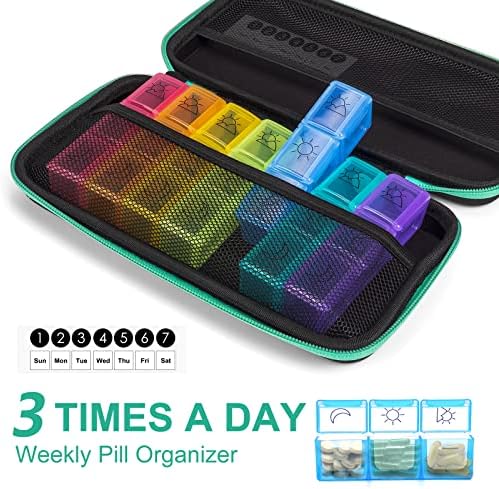 Tjedni organizator tableta 3 puta dnevno, kutija za tablete od 7 dana, 7 odjeljaka za tablete s tvrdom školjkom, organizator lijekova
