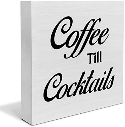 Country Caffey Do koktela Wood Box Dekor Dekor Znak Kava Ljubavac drvene kutije Blok Blok Znak rustika