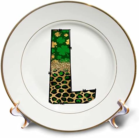 3Drose Glam Leopard i monogram od četiri lista djetelina Početni L - Ploče
