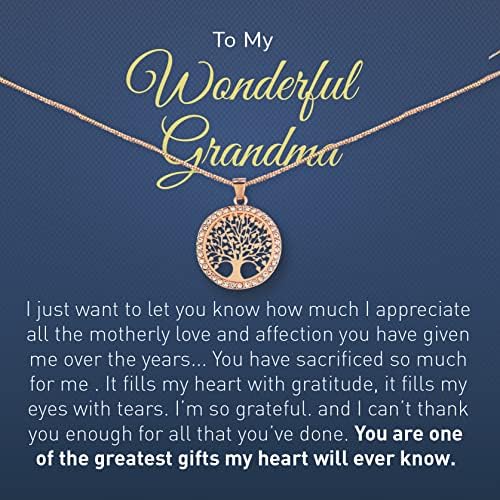Ogrlica s drvetom života, ogrlica, bake pokloni, nakit za privjesak za moju baku, poklon s porukom i poklon boxthers Dan ogrlica, rođendanski