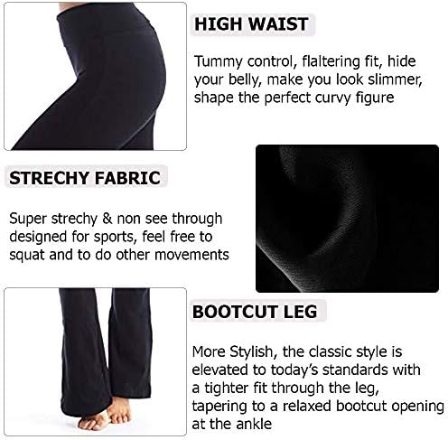 Viosi joga hlače za žene bootcut presavijaju se preko pamučnog salona visokog struka, trening flare.