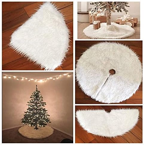 Ganfanren 1pc bijeli plišani božićno drvce suknje tepih božićni ukras novogodišnji dom na otvorenom dekor događaj zabava suknje drveća