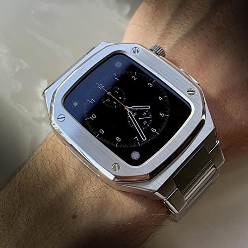 316L luksuzni slučaj od nehrđajućeg čelika s metalnim pojasom za pojas Apple Watch 41 mm 44 mm 45 mm, metalni zaštitni poklopac za