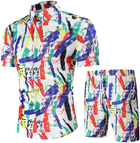 Muškarci Summer Fashion Top Kratko odijelo Leisure Digitalno tiskani dvodijelni vrhovi Kratko odijelo Košulja plaža Slim Fit