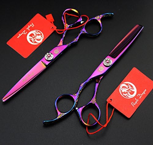 Purple Dragon 6,0 Profesionalni saloni za rezanje kose za lijevu ruku i škare za stanjivanje - Savršeno za lijevi frizerski salon