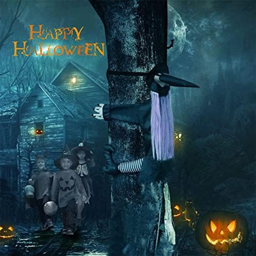 Ubacite vješticu u drvo za Halloween ukrase srušene vještice viseće vještice za vještice za vještice za vanjsku Halloween dekor drveno