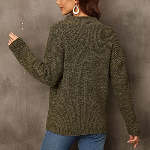 XIPCOKM Ženski 1/4 džemperi za zatvarače casual dugih rukava s puloverom s puloverom pletenica Čvrsta boja Prevelika pletenica