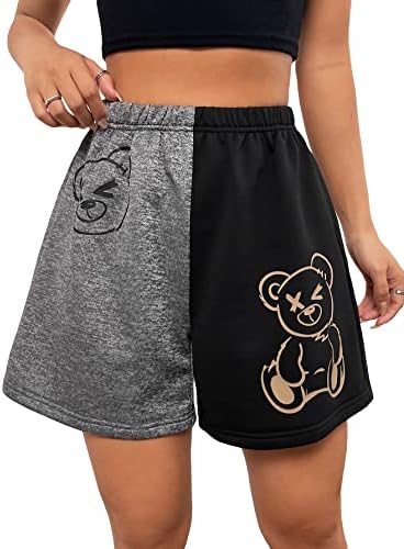 Gorglitter ženski medvjed grafički ispis znoj kratke hlače s dva tona struka struka za trčanje kratkim kratkim hlačama