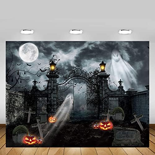 Mehofond 10x7ft Halloween Backdrop House Fotografije Jack O'Lantern bundeva Lantern Teror pusto groblje vrata Mist Pozadina Pozadina