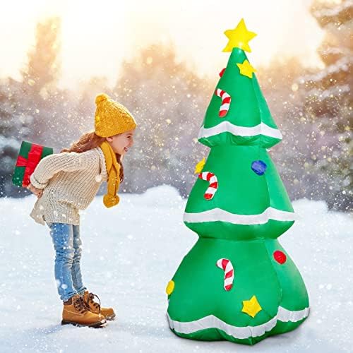 Goosh 5 ft božićne gumene na napuhavanje stablo vanjski ukrasi razjasnite dvorište ukras za ukrašavanje s LED svjetlima ugrađenim za