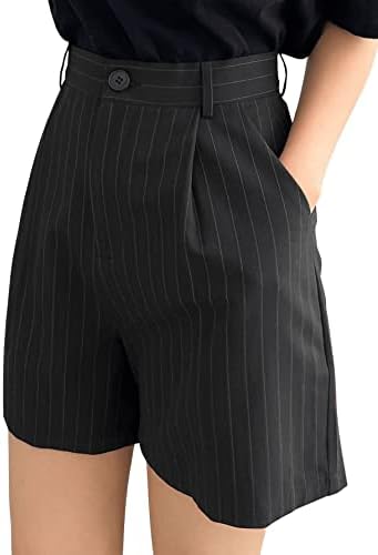 Sweatyrocks ženske ležerne široke noge kratke hlače trake za ispis visokog struka s naboranim gumbom kratke hlače