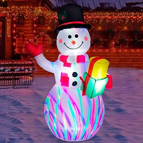 Goallim 5ft božićni napuhavanje snjegovića s šarenim rotirajućim LED svjetlima, ukrasi za božićno dvorište na napuhavanje, božićni