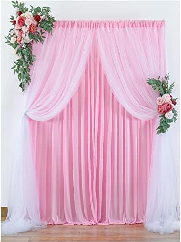 Netbros 5 x 7ft ružičaste pozadine zavjese, 3 sloja panele za zavjese za zabavu visoke gustoće, zavjesa za pozadinu za svadbenu pozadinu