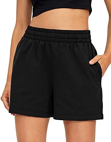 Auriviz Womens casual tractstring znoj kratke hlače elastične kratke hlače s visokim strukom s džepovima