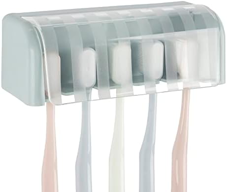 Držač četkice za zube zid montiran s poklopcem za kupaonicu, 5 utora za skladištenje četkica za zube za tuširanje, samo -ljepljivi