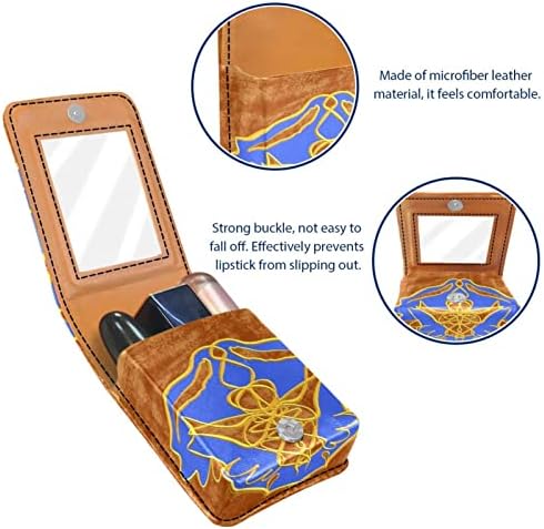 Mini torbica za šminku s ogledalom, torbica s kvačilom, Futrola za ruž od umjetne kože, etnički plemenski retro uzorak