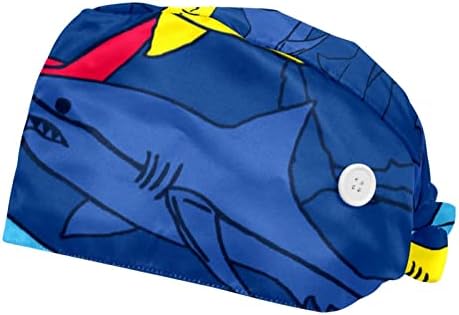 Multi -boja morskih morskih pasa s dugim kosom gumbom, pamučnim šeširima za znoj, 2 pakiranja podesiva kravata