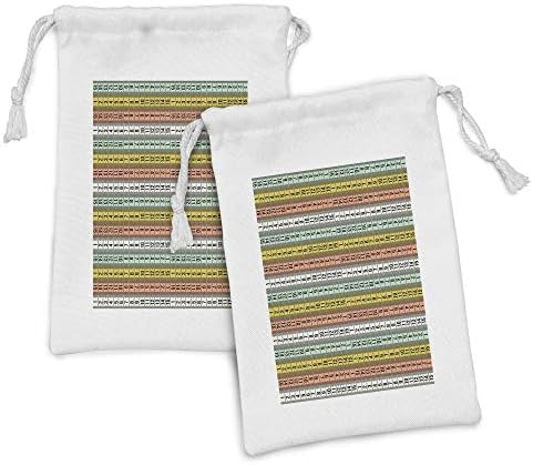 Ambasonne pastelna vrećica od tkanine od 2, modna modna horizontalna mjerna mjerna vrpca prilagođena ilustracija uzorka s brojevima,