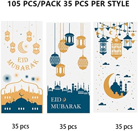 Poklon vrećice od 105PCS Eid Mubarak Eid Mubarak, vrećice za kolačiće, Ramazanske poklon vrećice, muslimanski ukrasi za islamske zabave
