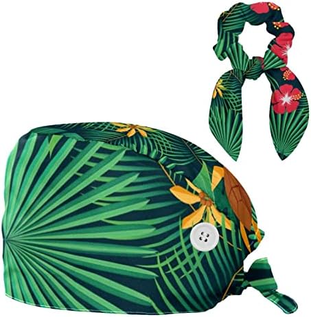 Aloha Tropical Palm Liet Cvjetna kornjača Radna kapa s gumbima podesivi buffant šešir unisex kapica s lukom kose