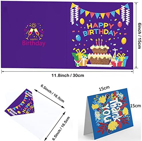 12pcs 5d Diy Diamond Slikanje rođendanske čestitke - Hinestone Empoidery Arts Craft Cratter Kits razglednice s praznim omotnicama za
