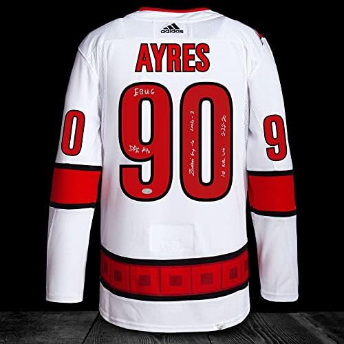 David Ayres Carolina uragani Adidas Pro statistika Autografirani dres - Autografirani NHL dresovi