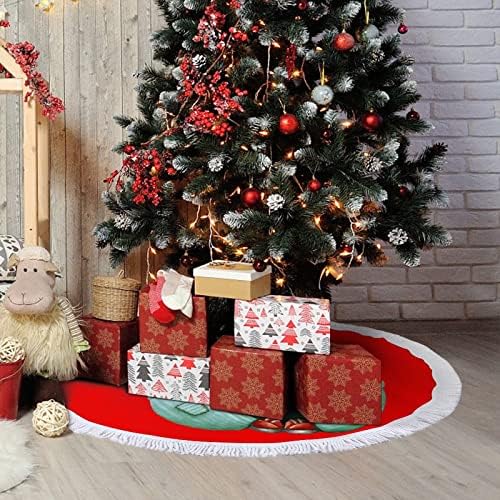 Slatka sova tiskanje božićnog drvca suknja s resom za sretni božićni zabavu pod Xmas Tree