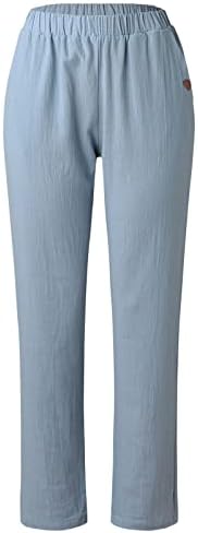 Ženske harem hlače pamučno laneno konusno cvjetni print čipkane harem hlače za žene visoki struk šuplje s džepovima s trenerkom