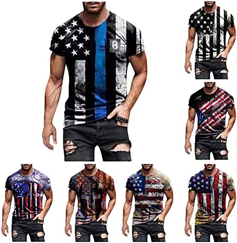 XXBR Košulje kratkih rukava za muškarce, muške američke zastave Print Graphic Tees Patriots majice mišićni trening teretana majica