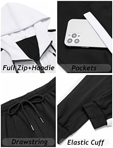 Coofandy muški casual tracksuit set 2 komada odjeće s dugim rukavima pune patentne kapuljače Atletske hlače s džepovima
