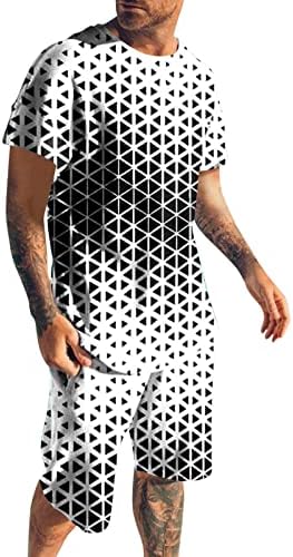 JOFOW MEN 3D Tiskani ljetni modni modni pulover okruglih vrata kratki rukavi i srednji struk Tuxedo TUXEDO 40R