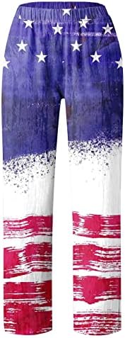 Povremene lanene hlače za žene 2023 Ljetni grafički tisak Odmor Sweatpants Pamučne posteljine široke noge plaže hlače