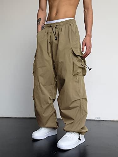 Oyoangle muške teretne hlače Elastično struka Džepovi za poklopce hip hop Baggy Harem hlače