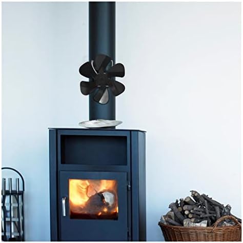 O Crni kamin sa 6 lopatica toplinski ventilator za peć plamenik na drva tihi Kućni ventilator za kamin učinkovita raspodjela topline