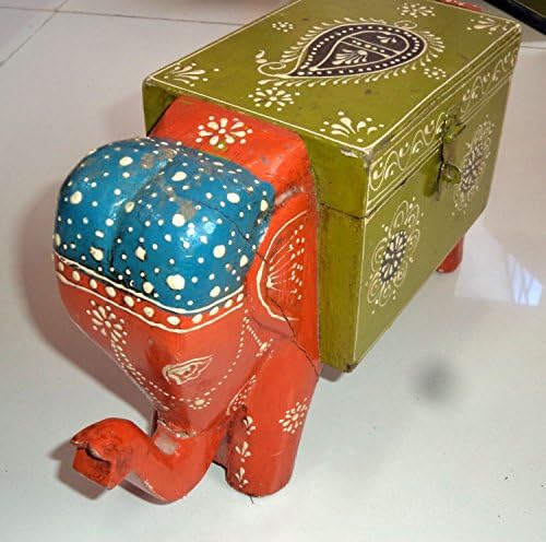 Trivenijeva Umjetnost i obrt nevjerojatni indijski rukotvorine Drvena kutija za nakit s utiskivanjem u obliku slona Kućni dekor