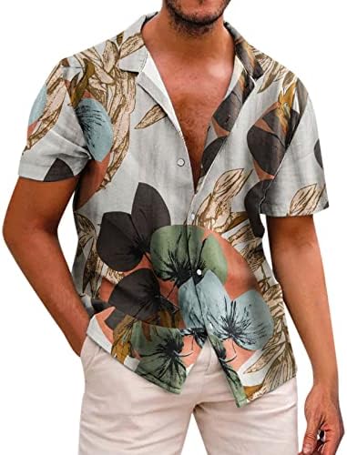 Ljetne radne košulje za muškarce, muške košulje na kopčanje, ljetni ležerni gornji dio kratkih rukava s printom, muške košulje-haljine