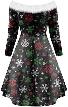 Božićne haljine za žene haljina bez naramenica haljina snježne pahuljice seksi čipka up v vrat vintage xmas zabavna haljina