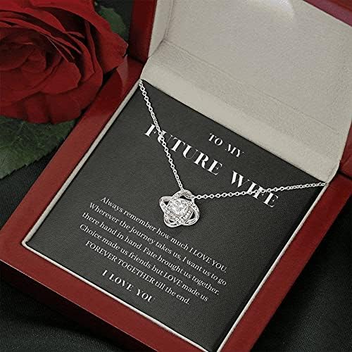 Nakit za poruke, ručno izrađena ogrlica- Personalizirana poklon Love Knot Ogrlica, mojoj budućoj supruzi, zauvijek zajedno, sentimentalni