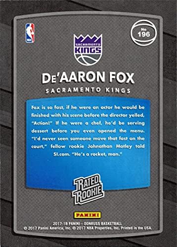 2017-18 Košarka Panini Donruss 196 De'Aaron Fox Rookie Card - Ocijenjena rookie