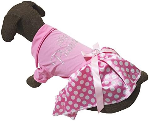 Štene odjeće za pse haljina princeza kruna ružičasta pamučna majica bijela polka točkica tutu